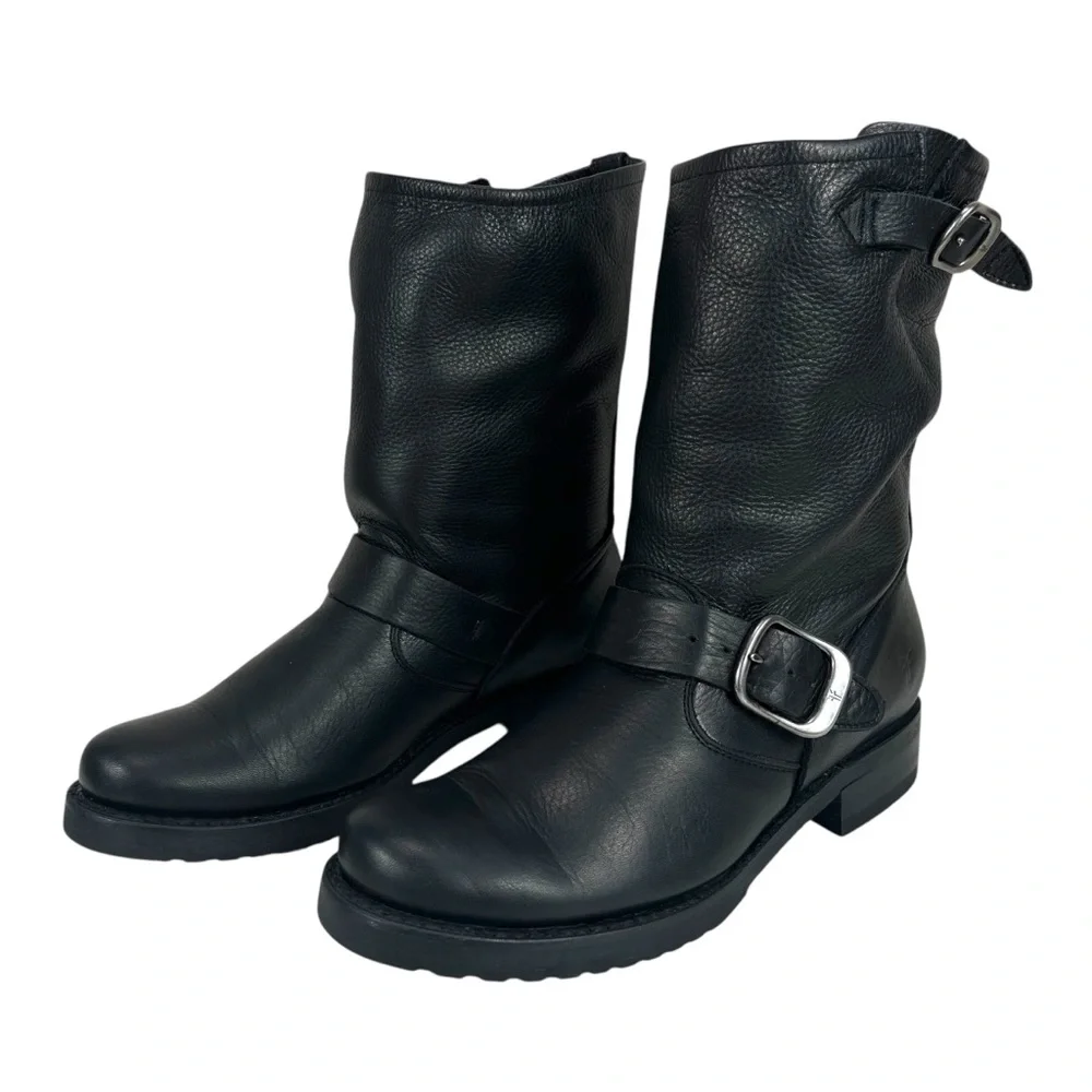 Frye Veronica Flex Short Women’s 6 Black Leather Harness‎ Moto Boots